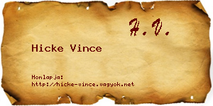 Hicke Vince névjegykártya
